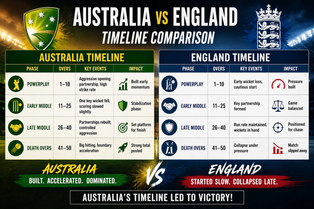 australian men’s cricket team vs england cricket team timeline live now