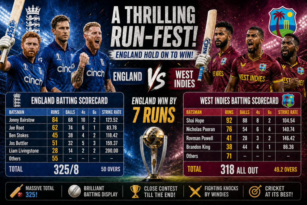 england cricket team vs west indies cricket team match scorecard live now