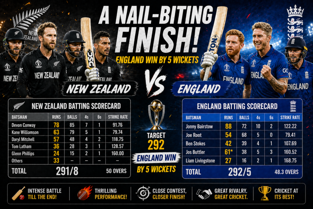 new zealand national cricket team vs england cricket team match scorecard live now