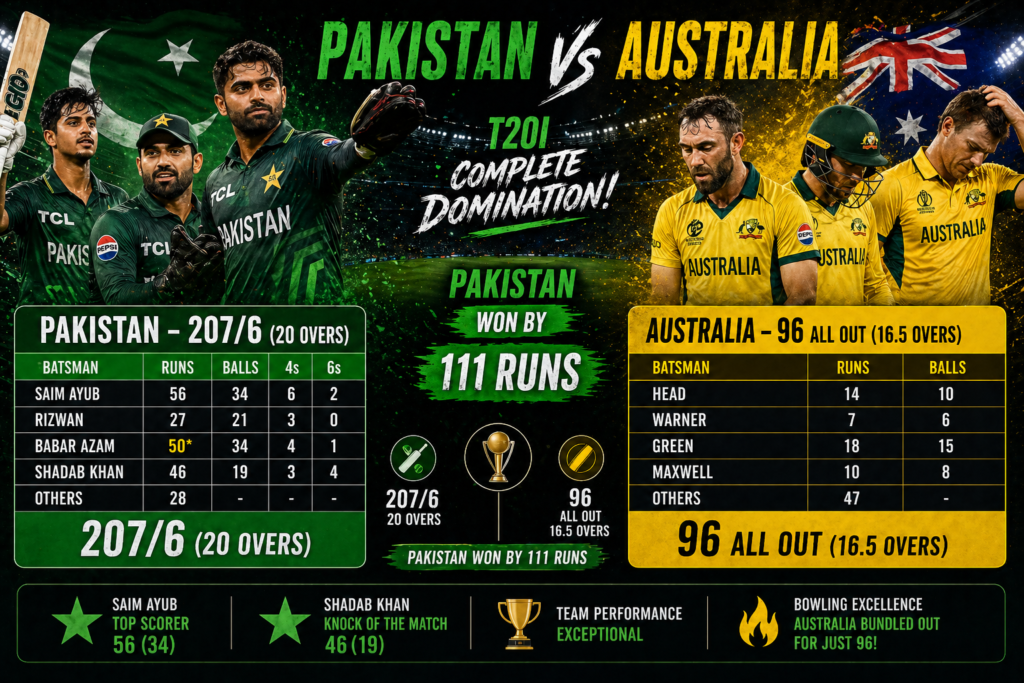 pakistan national cricket team vs australian men’s cricket team match scorecard from t20 match