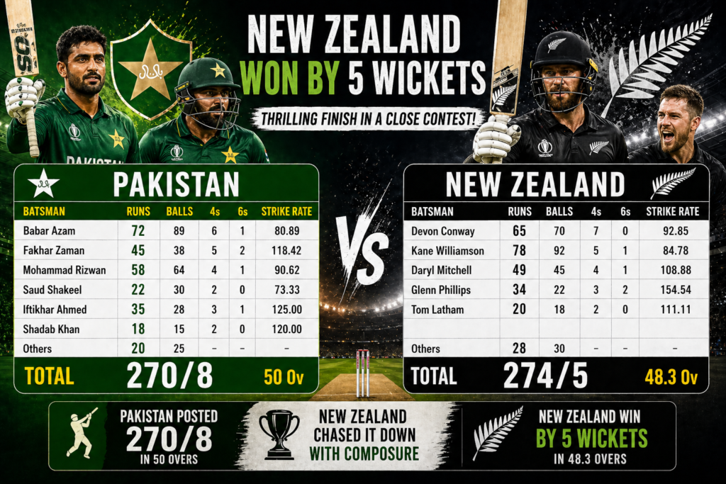 pakistan national cricket team vs new zealand national cricket team match scorecard live now
