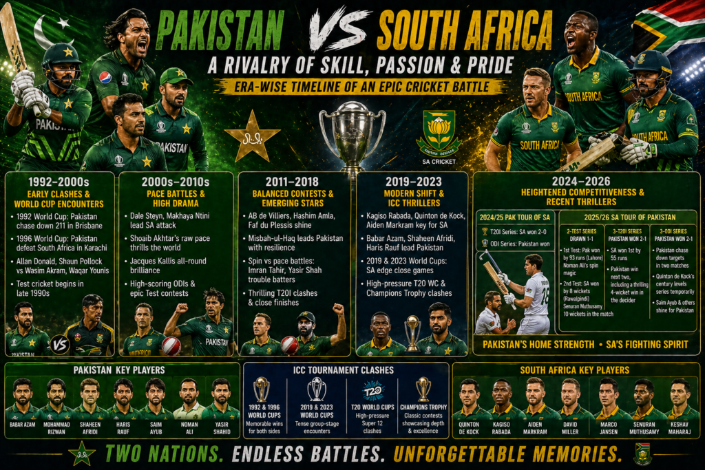 pakistan national cricket team vs south africa national cricket team timeline updated in 2026
