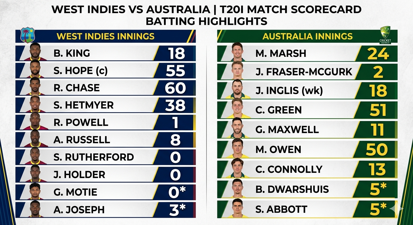 check out west indies cricket team vs australian men’s cricket team match scorecard