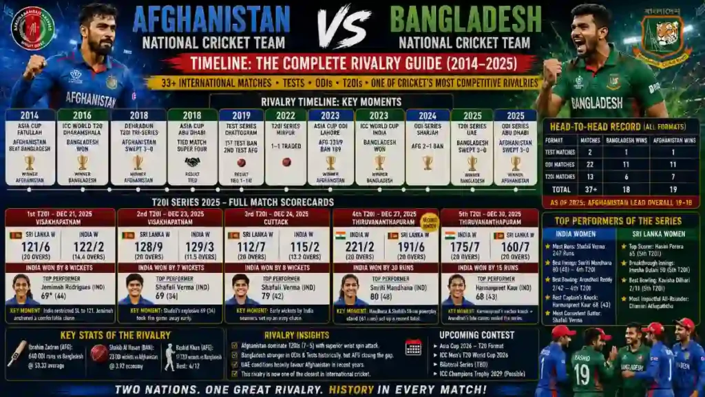 Afghanistan National Cricket Team vs Bangladesh National Cricket Team Timeline