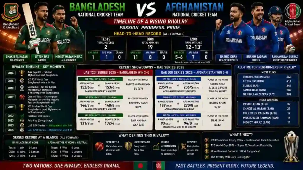 Bangladesh National Cricket Team Vs Afghanistan National Cricket Team Timeline