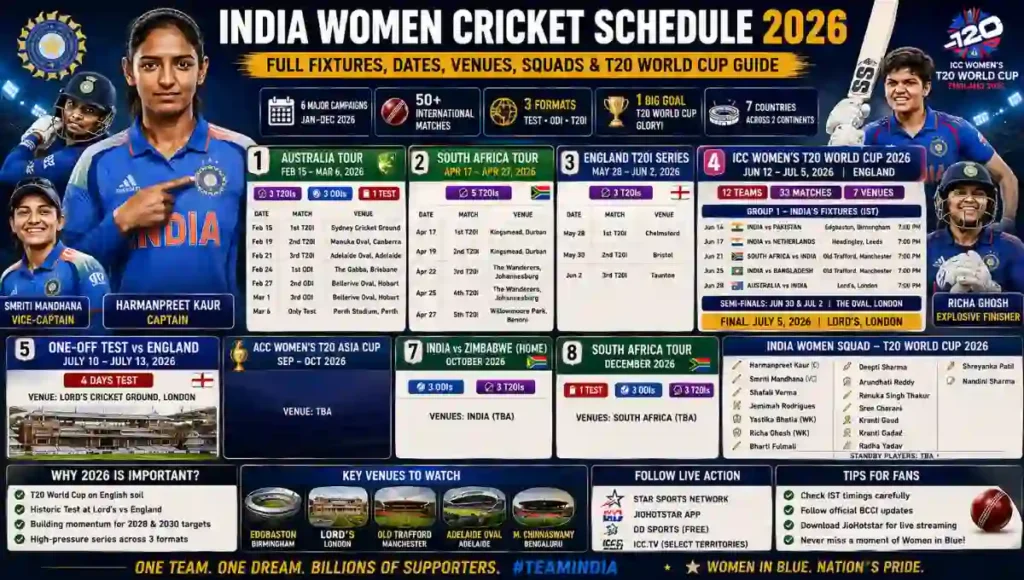 India Women Cricket Schedule