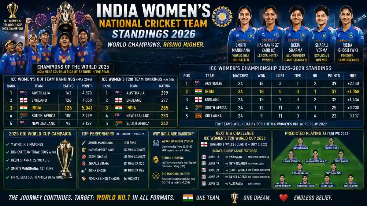 India Women's National Cricket Team Standings