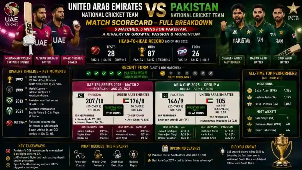 United Arab Emirates National Cricket Team Vs Pakistan National Cricket Team Match Scorecard