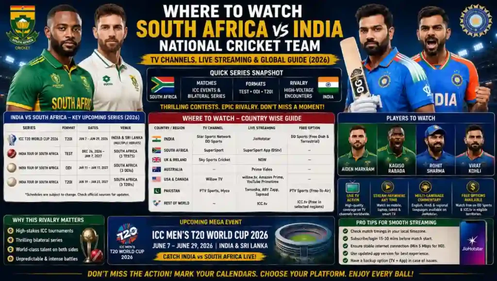 Where To Watch South Africa National Cricket Team Vs India National Cricket Team