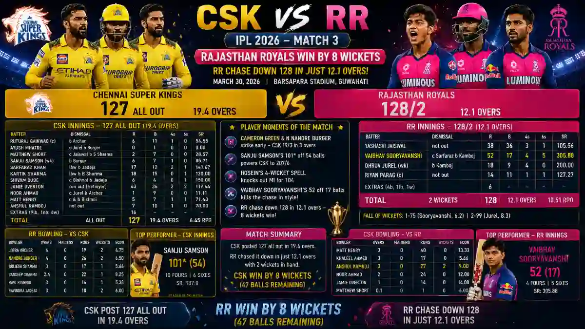 Chennai Super Kings Vs Rajasthan Royals Match Scorecard