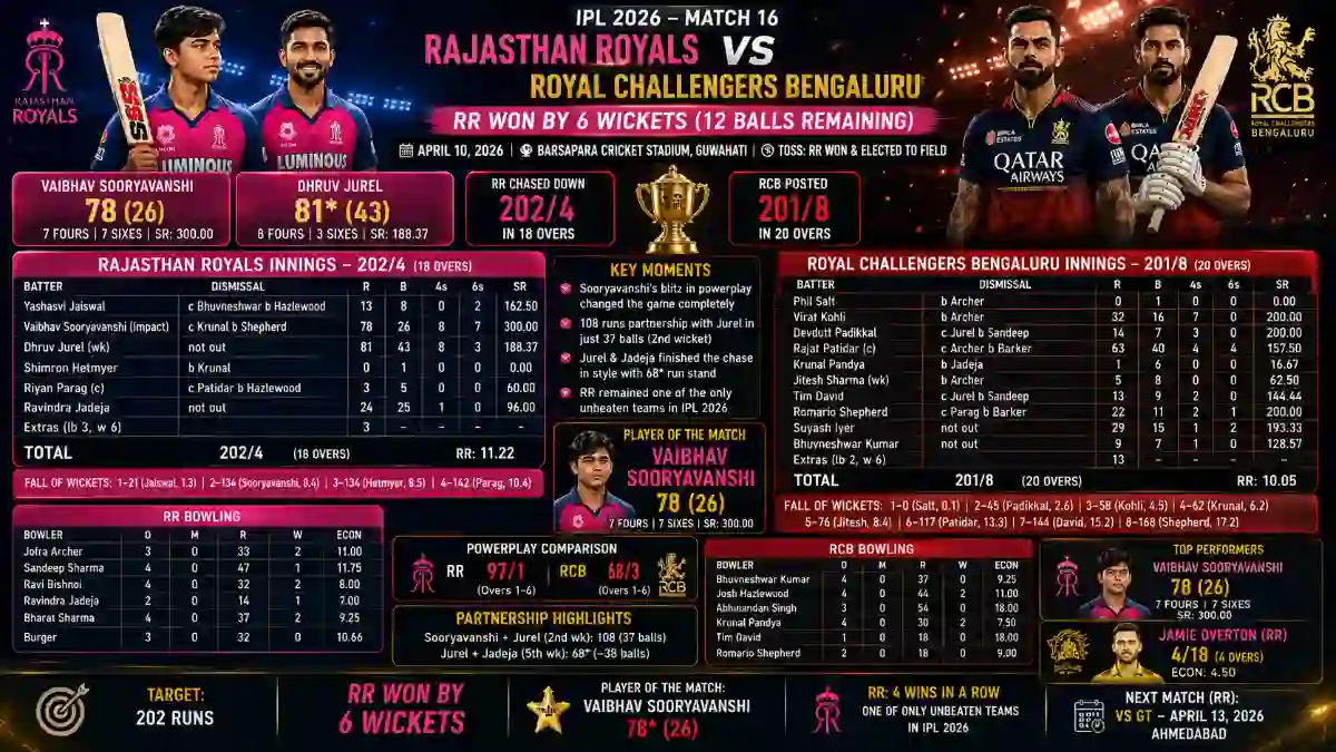 Rajasthan Royals vs Royal Challengers Bengaluru Match Scorecard